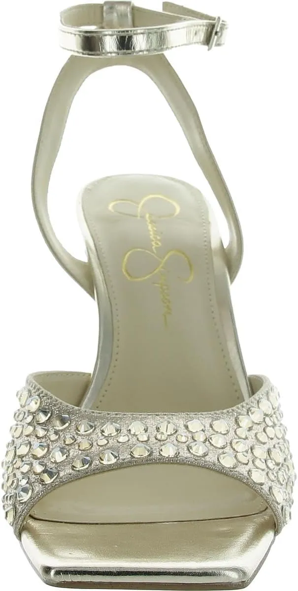 Jessica Simpson Womens Lendall Square Open Toe Ankle Strap Pumps
