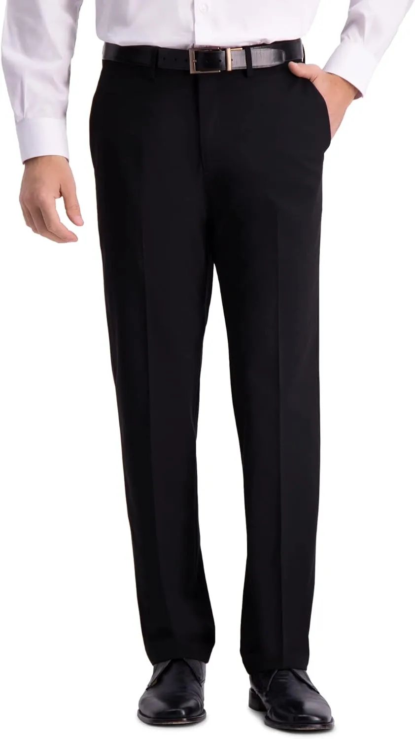 J.M. Haggar Men's 4-Way Stretch Straight Fit Flat Front Dress Pant