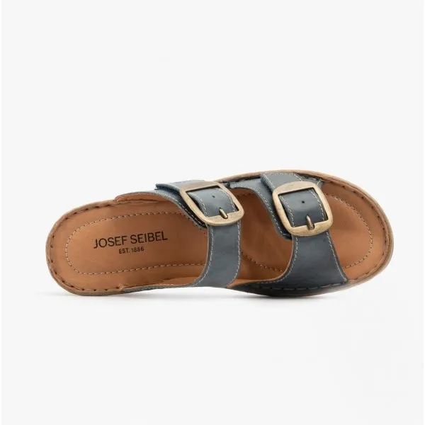 Josef Seibel CATALONIA 76 Womens Leather Mule Sandals Blue