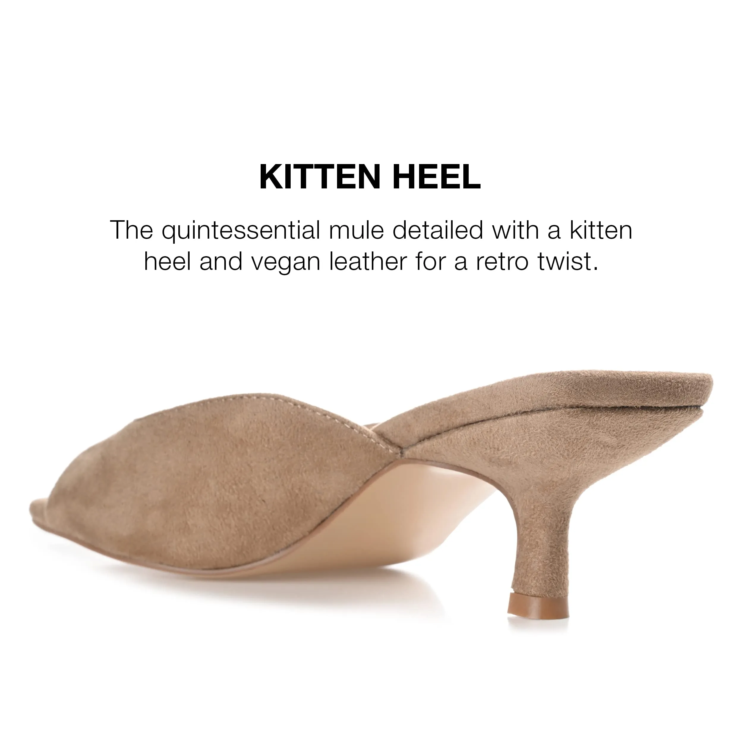 Journee Square Open Toe Kitten Heel Pump for Women - Larna Slip-On Heeled Fashion Sandal Taupe 6 Medium WOMENS US