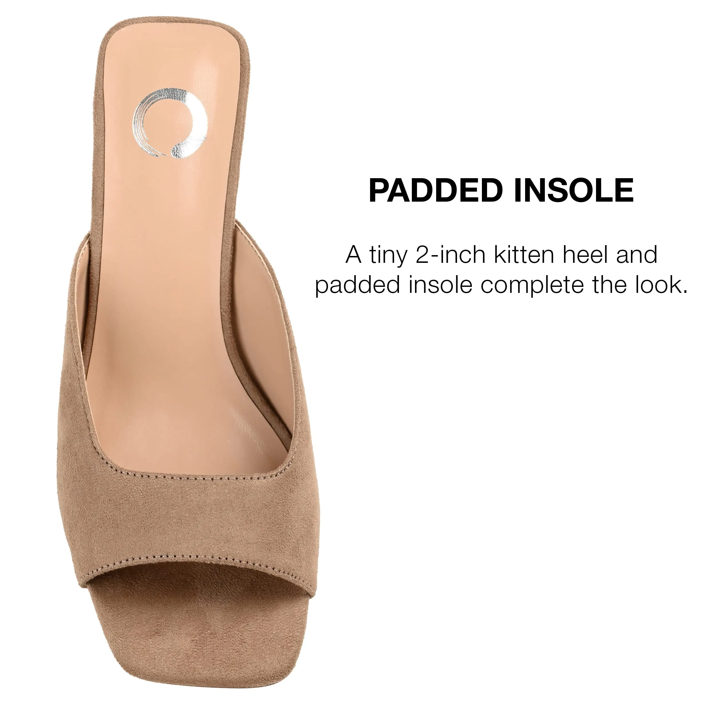 Journee Square Open Toe Kitten Heel Pump for Women - Larna Slip-On Heeled Fashion Sandal Taupe 6 Medium WOMENS US