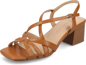 Journee Womens Block heel Cushioned Footbed Shyla Crisscross straps Faux Leather Multi Straps 2-3 inch heel Open Toe