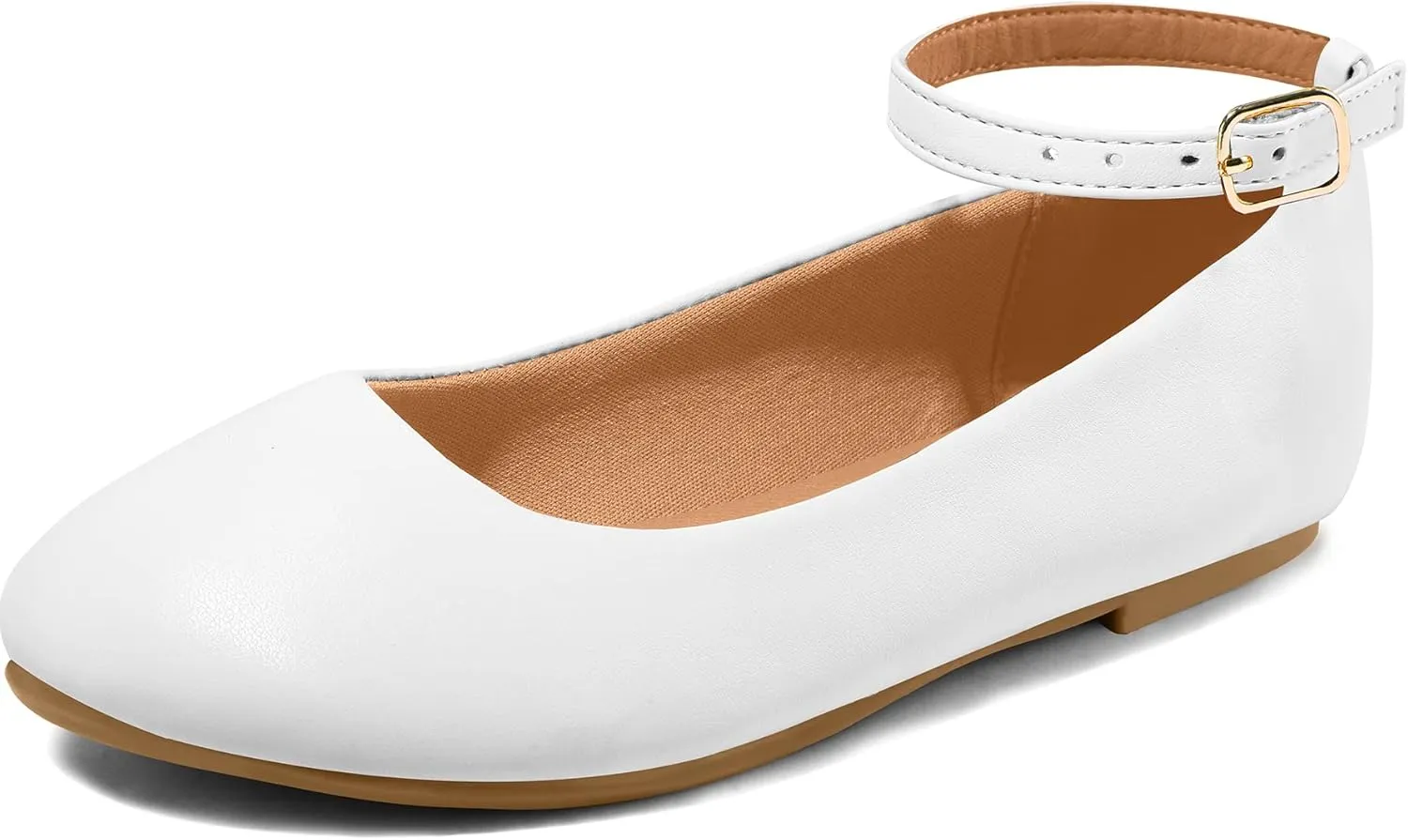 K KomForme Girl's Ballerina Flat Ankle Strap Dress Ballet Flat Shoes（Toddler/Little Kid/Big Kid）