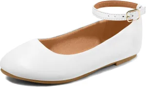 K KomForme Girl's Ballerina Flat Ankle Strap Dress Ballet Flat Shoes（Toddler/Little Kid/Big Kid）