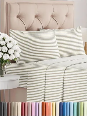 King Size 4 Piece Sheet Set - Comfy Breathable & Cooling Bed Sheets Set - Hotel Luxury Bedding for Women, Men, Kids & Teens - Deep Pockets, Easy-Fit, Soft and Wrinkle Free - Oeko-Tex - Beige Stripes