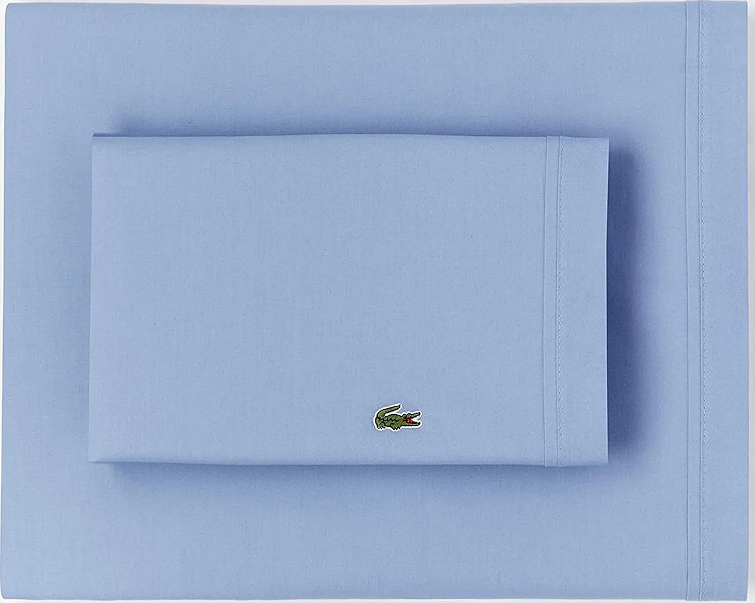 Lacoste 100% Cotton Percale Solid Sheet Set, Breathable, Cooling & Hotel Quality Sheets - Deep Pocket, Easy-Fit, Oeko-Tex Certified, Allure Blue, Full