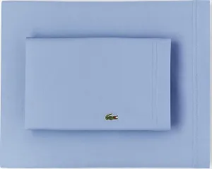 Lacoste 100% Cotton Percale Solid Sheet Set, Breathable, Cooling & Hotel Quality Sheets - Deep Pocket, Easy-Fit, Oeko-Tex Certified, Allure Blue, Full