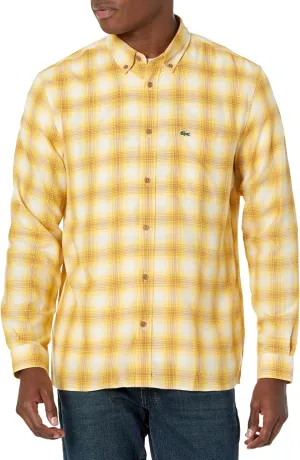 Lacoste Men's Long Sleeve Regular Fit Twill Plaid Button Down Shirt