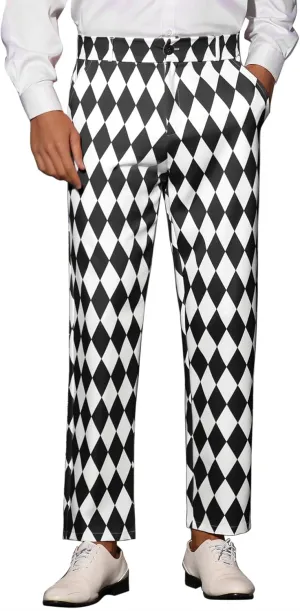 Lars Amadeus Argyle Pattern Pants for Men's Regular Fit Flat Front Party Prom Dress Trousers