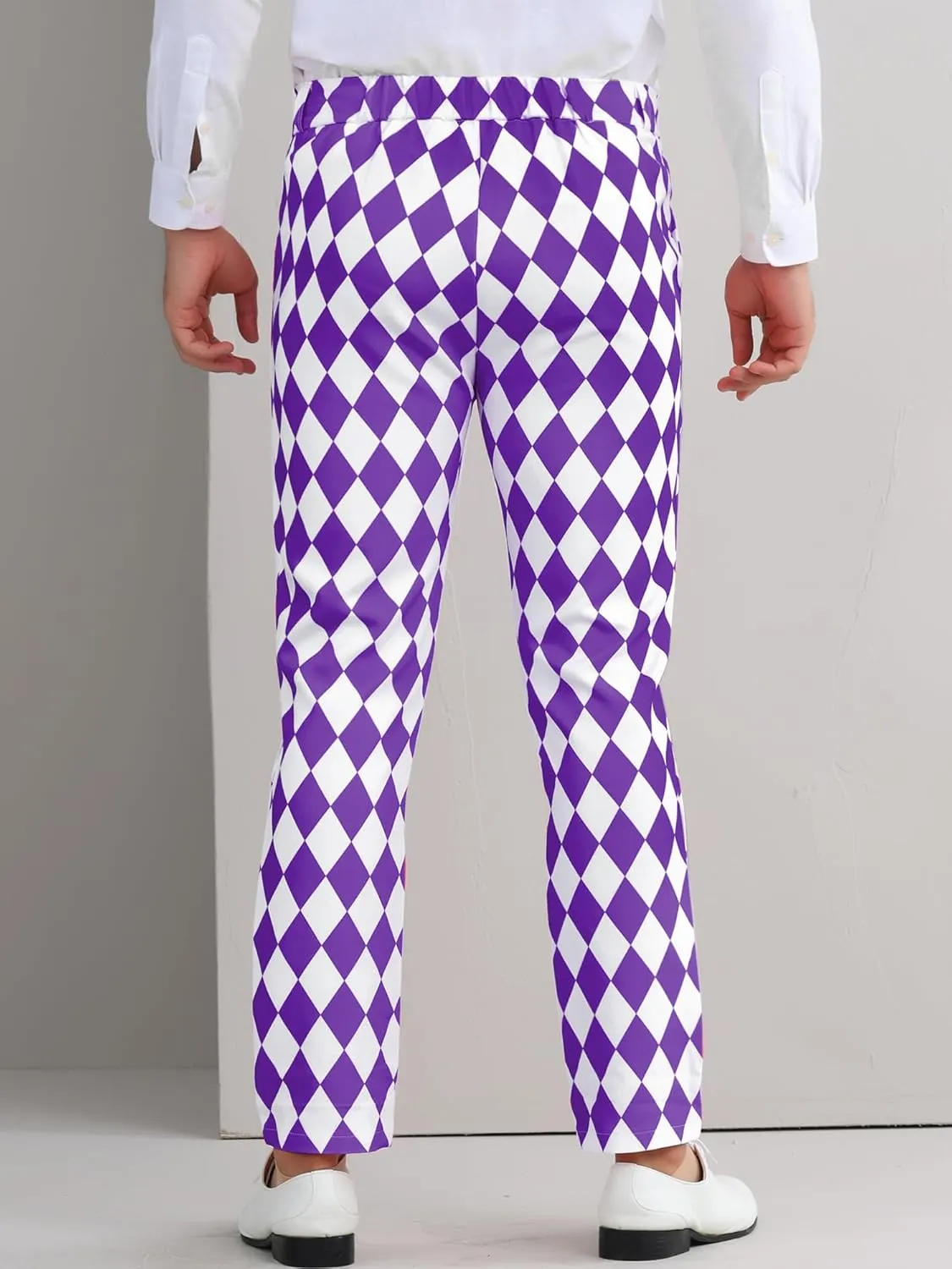 Lars Amadeus Argyle Pattern Pants for Men's Regular Fit Flat Front Party Prom Dress Trousers