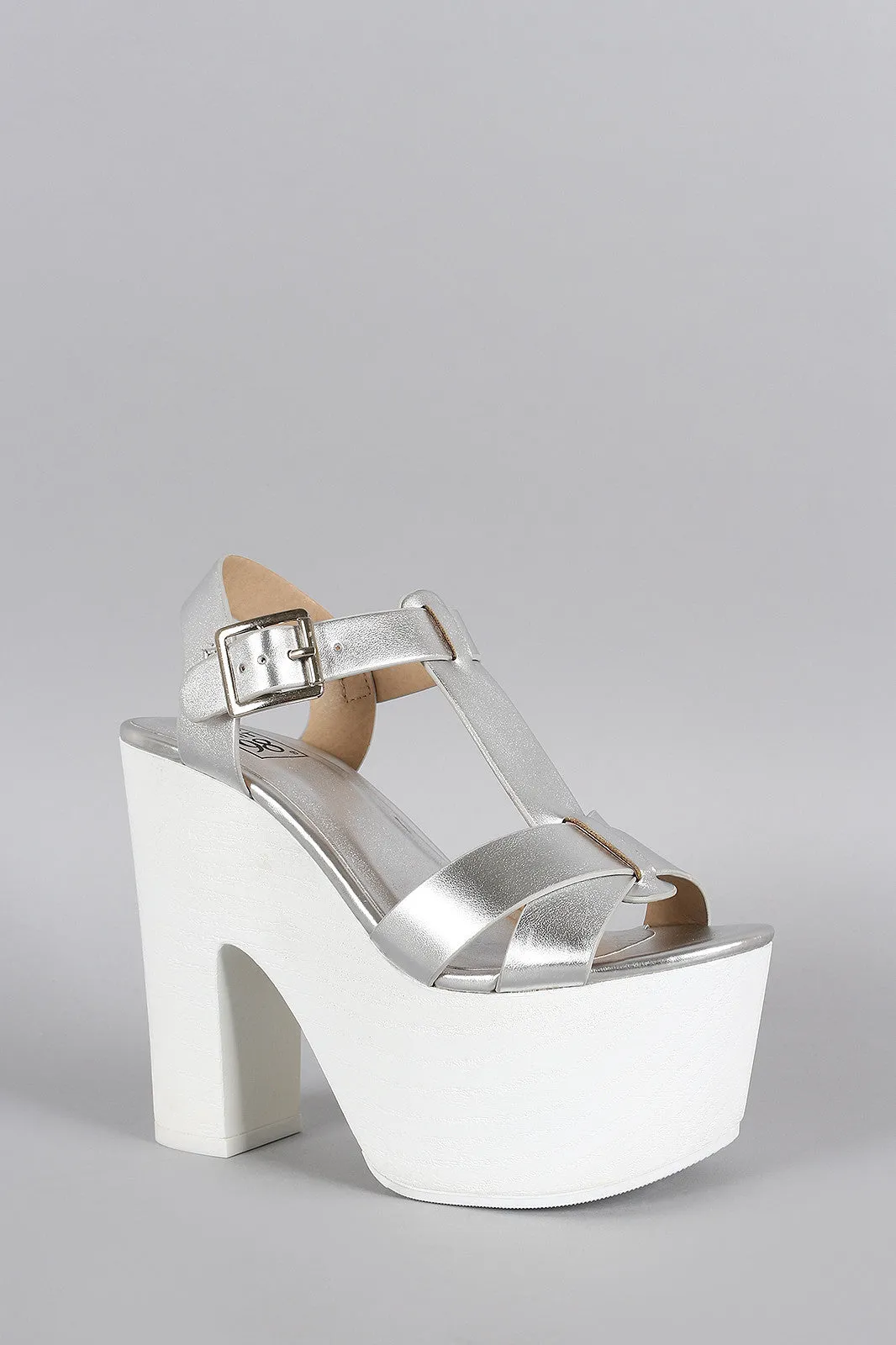 Limit Speed Strap 98 5G-enabled Faux Open Toe Platform Metallic Wood Cross Spring promotion