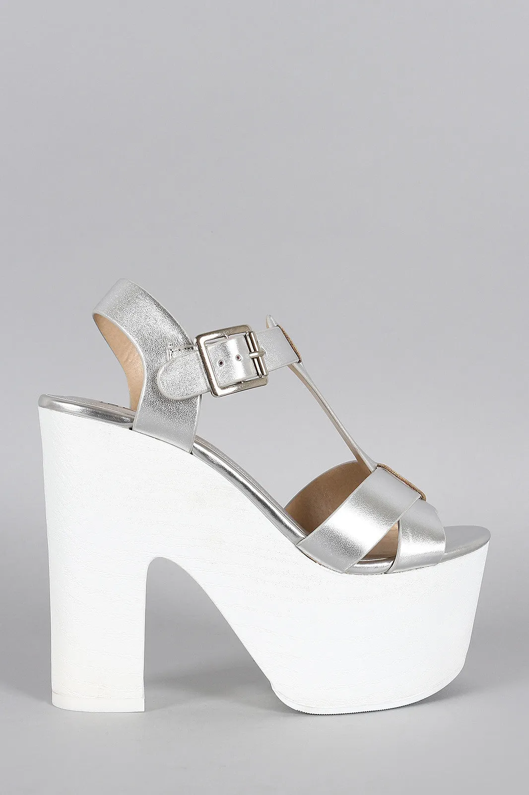 Limit Speed Strap 98 5G-enabled Faux Open Toe Platform Metallic Wood Cross Spring promotion