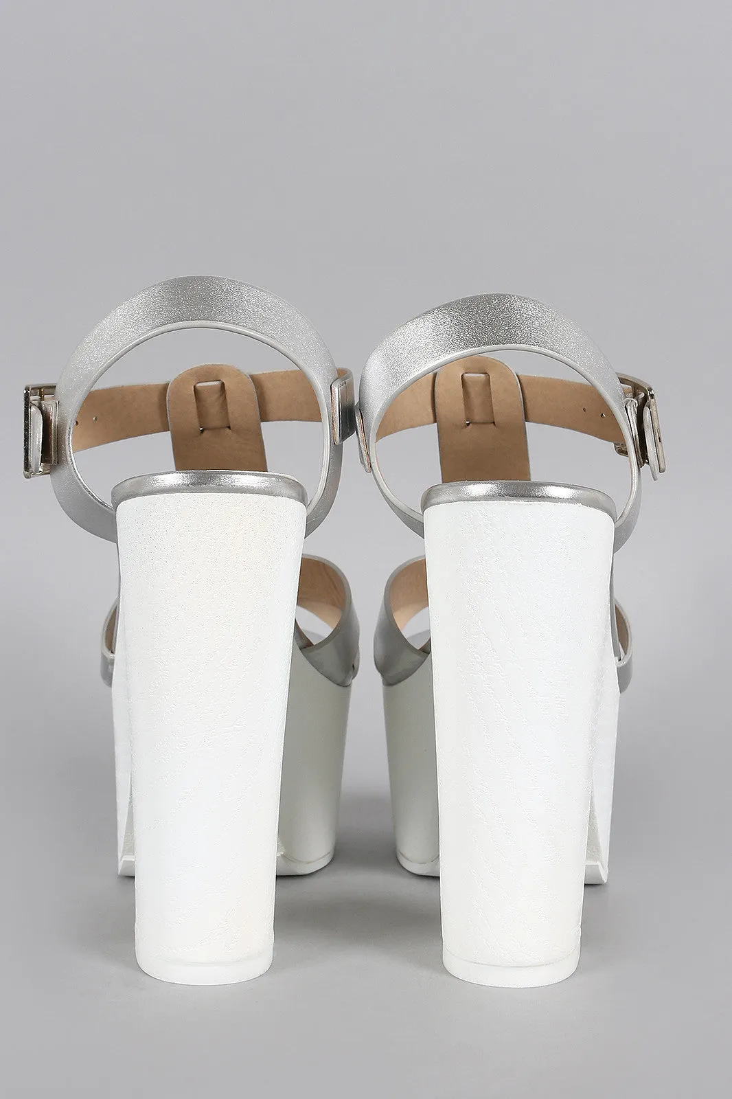 Limit Speed Strap 98 5G-enabled Faux Open Toe Platform Metallic Wood Cross Spring promotion