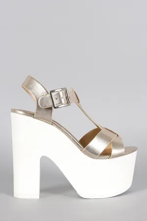 Limit Speed Strap 98 5G-enabled Faux Open Toe Platform Metallic Wood Cross Spring promotion