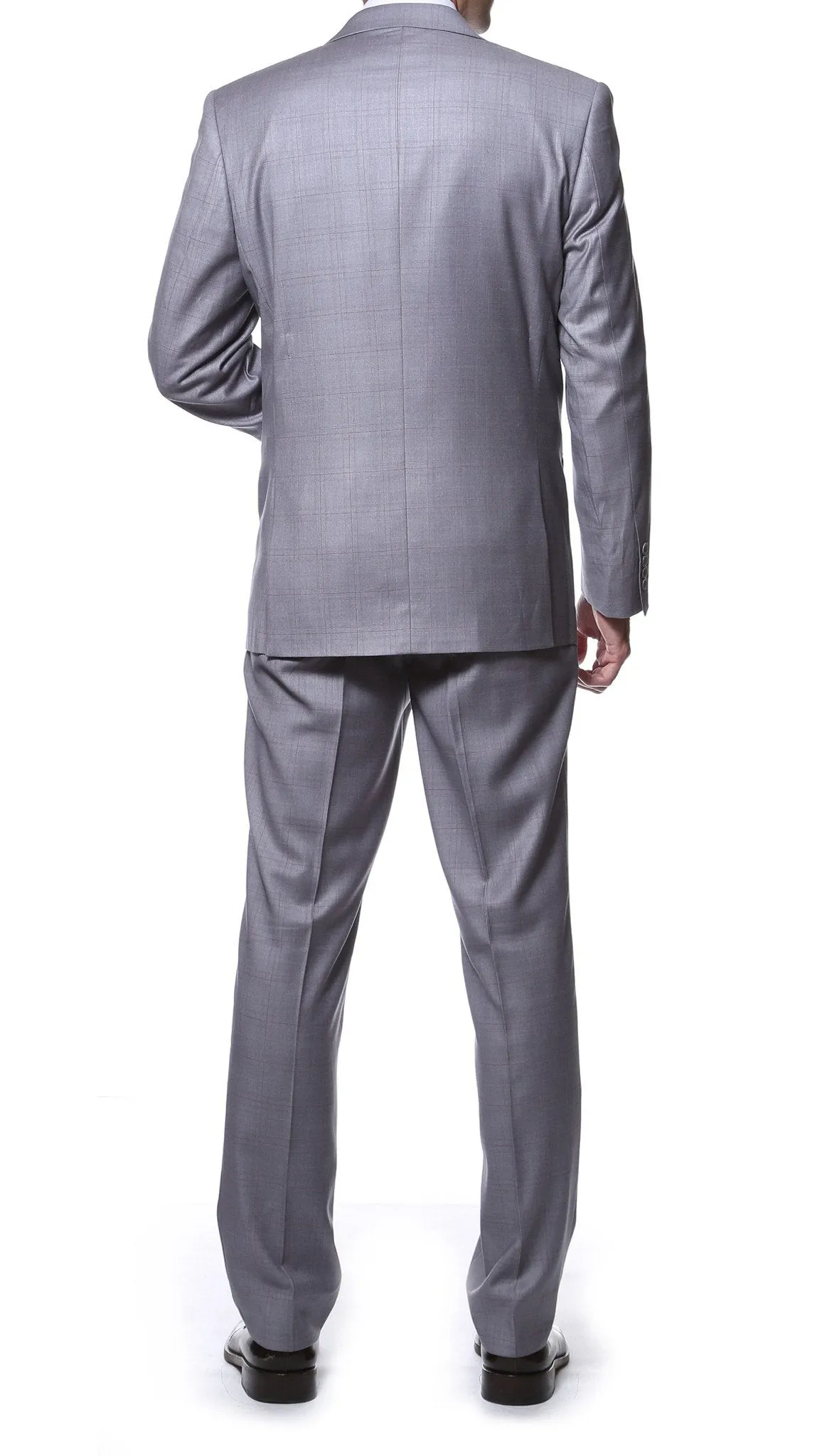 Lincoln Grey 2pc Slim Fit Plaid Suit