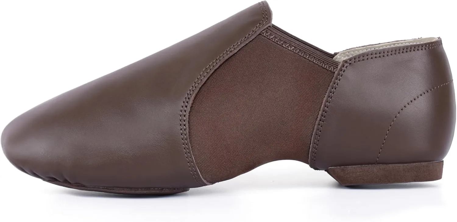 Linodes Unisex Leather Upper Jazz Shoe Slip-on for Women and Men's Dance Shoes