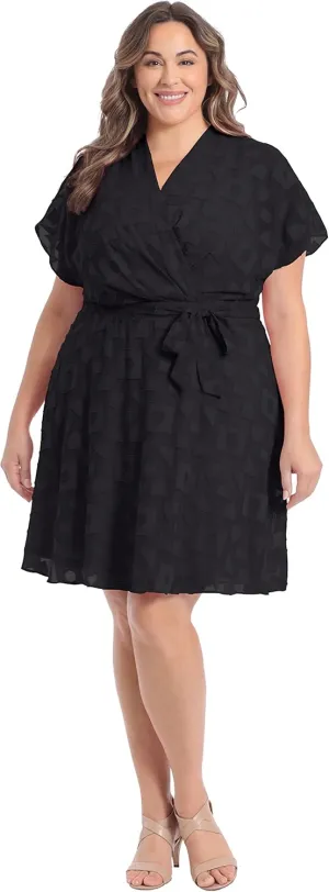 London Times Women's Batwing Flutter Sleeve Fit and Flare Dress