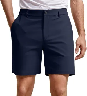 Men's Casual Chino Shorts Comfort Stretch Classic-Fit Flat Front Solid Summer Beach Shorts