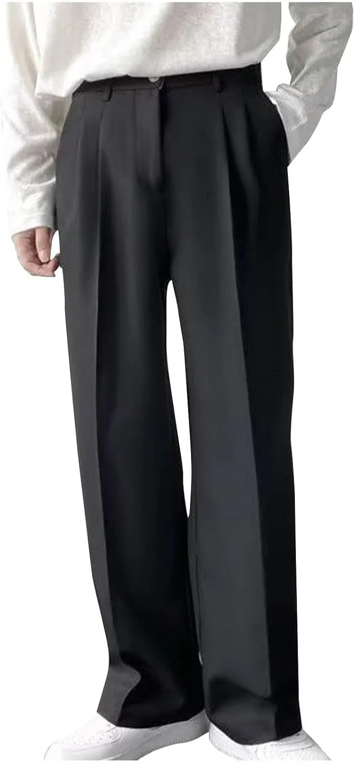 Mens Dress Pants Stretch Classic Fit Dress Pants Pleated Front Casual Pant Dress Pants Straight Fit Pants