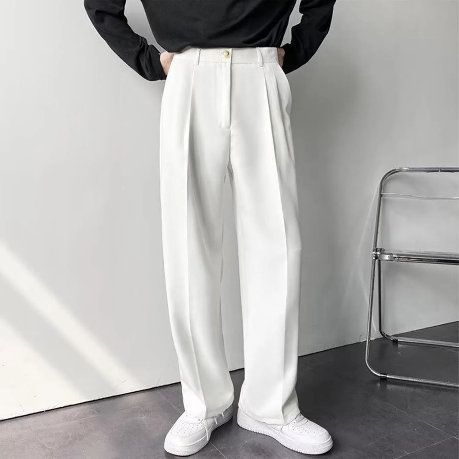 Mens Dress Pants Stretch Classic Fit Dress Pants Pleated Front Casual Pant Dress Pants Straight Fit Pants