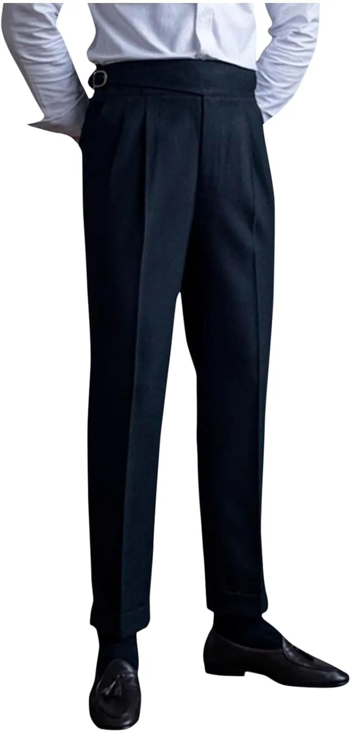 Mens Dress Pants Workday Classic Fit Suit Pants Casual Pleated Front Dress Pants Straight Fit Pants