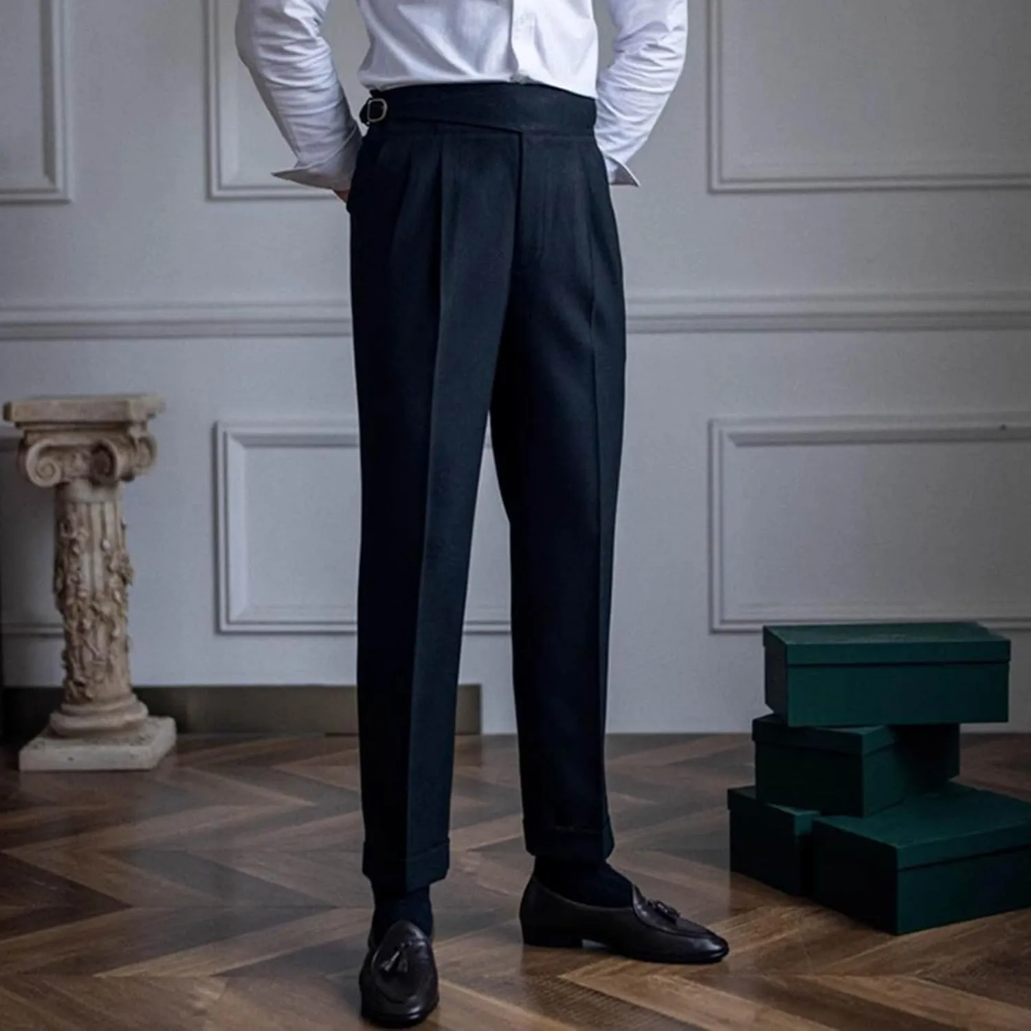 Mens Dress Pants Workday Classic Fit Suit Pants Casual Pleated Front Dress Pants Straight Fit Pants