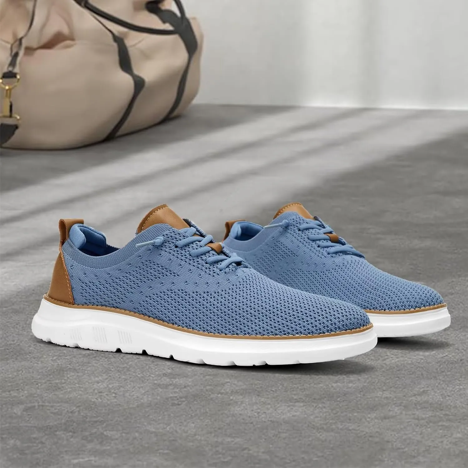 Men's Mesh Sneakers Oxfords Lace-Up Lightweight Casual Walking Shoes Driving Shoes
