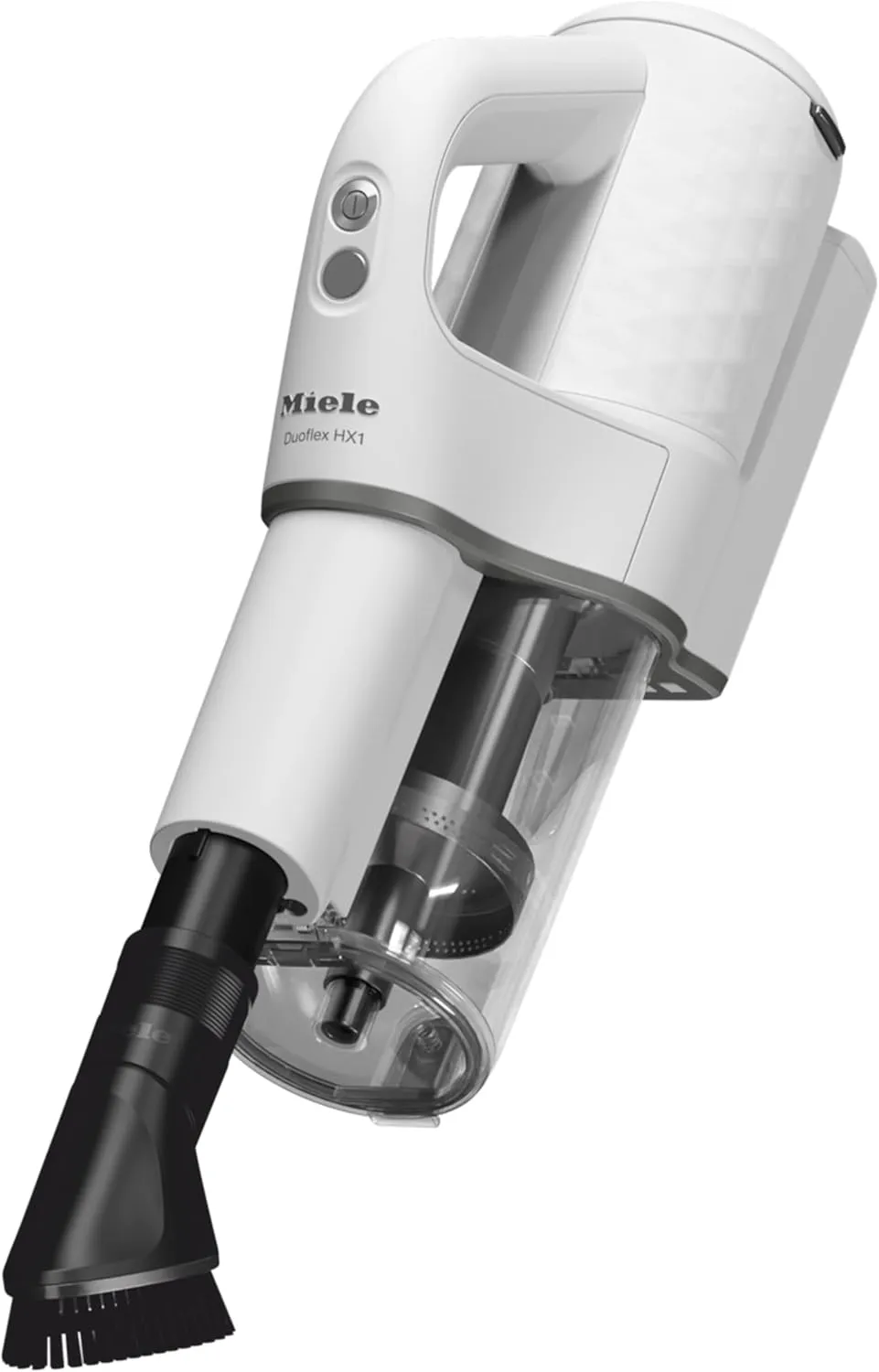 Miele Duoflex Extra Vacuum Cleaner, Cordless and Bagless Multi-Use, Multi-Floor Flexible Stick Vacuum with 2 Attachable Brushes, in Brilliant White / Space Grey