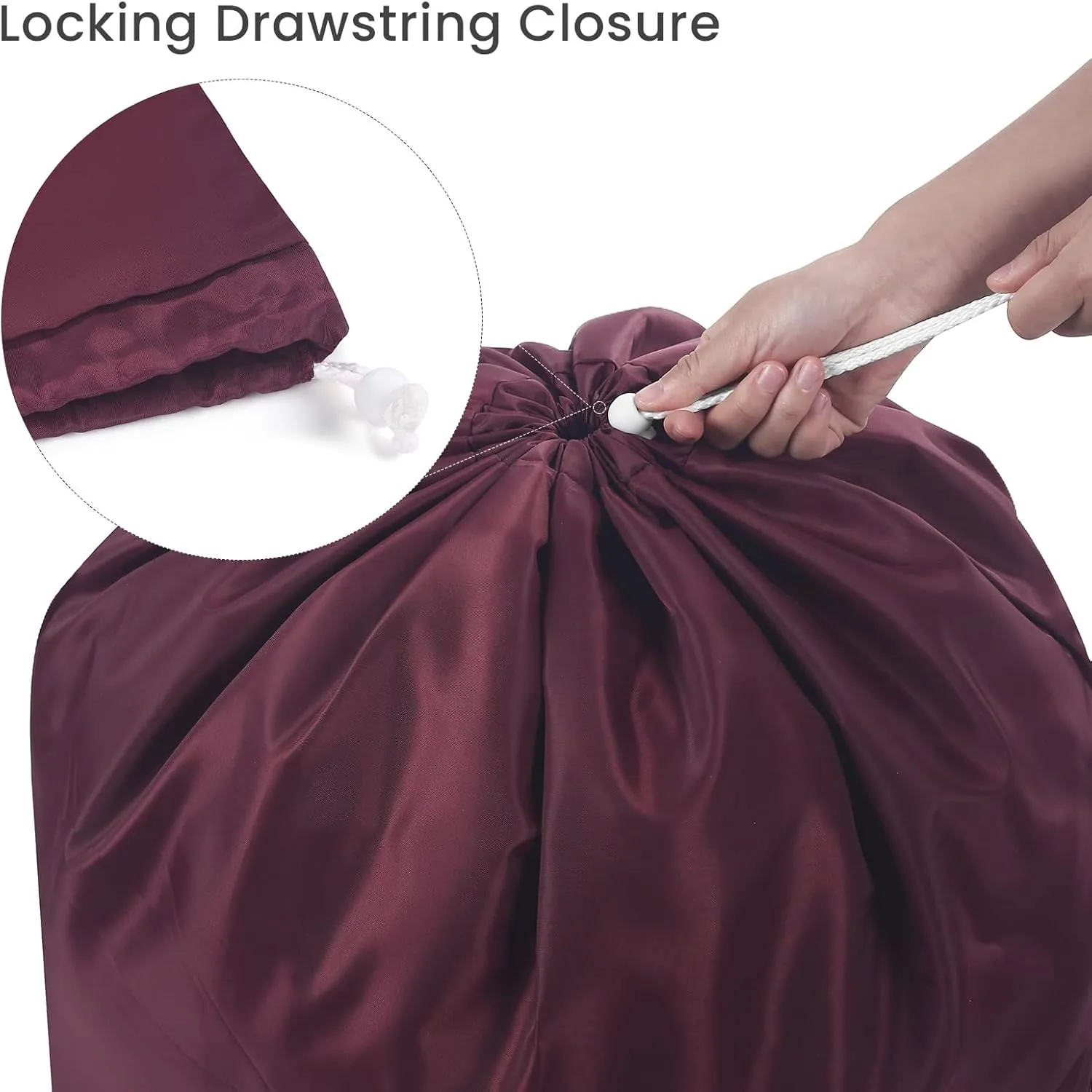 Miss Promation Travel Laundry Bag, Nylon Laundry Bag-Machine Washable Dirty Clothes Organizer with Drawstring，Easy Fit a Laundry Hamper or Basket 28" x 38" (Dark Red)