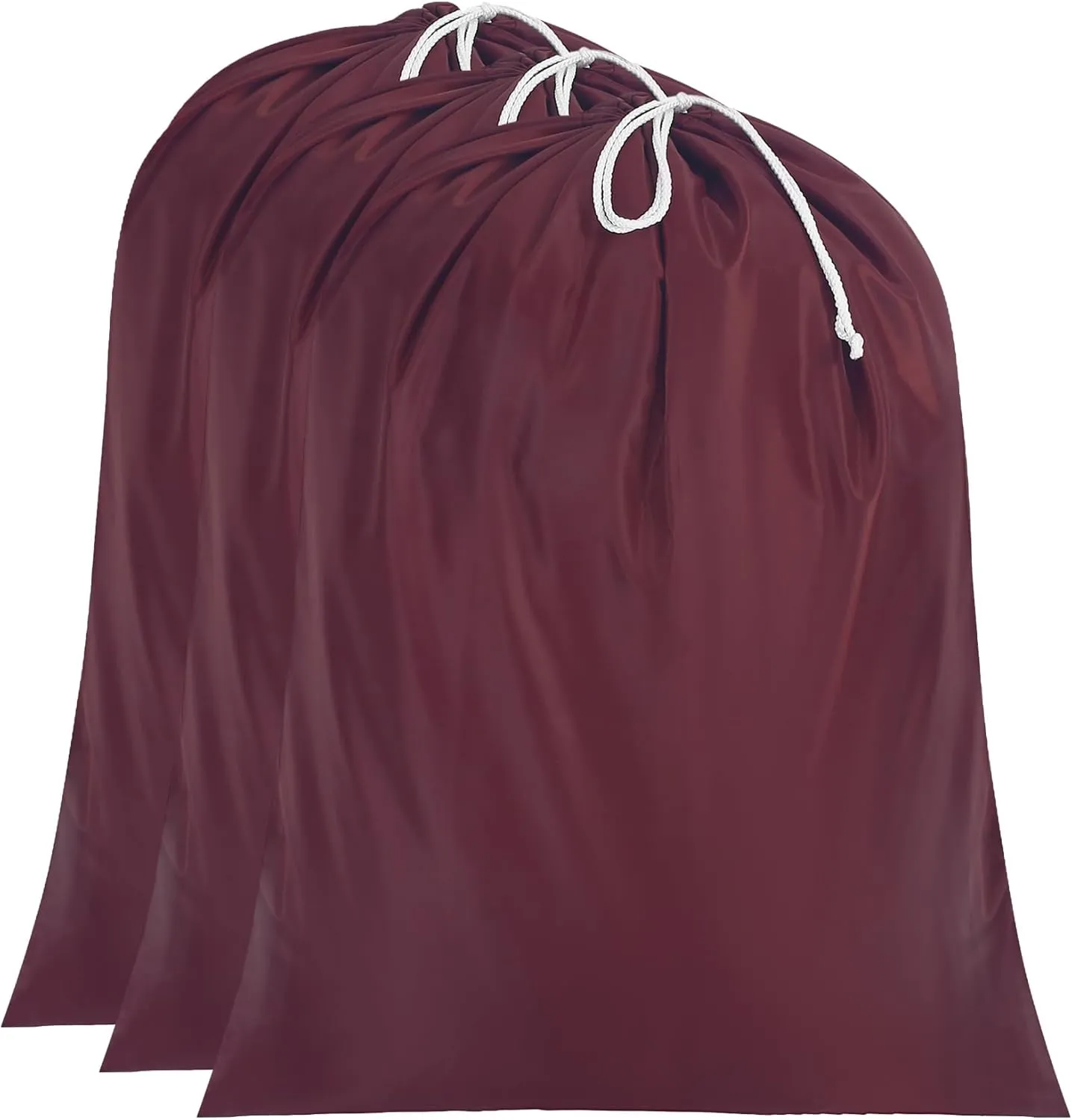 Miss Promation Travel Laundry Bag, Nylon Laundry Bag-Machine Washable Dirty Clothes Organizer with Drawstring，Easy Fit a Laundry Hamper or Basket 28" x 38" (Dark Red)