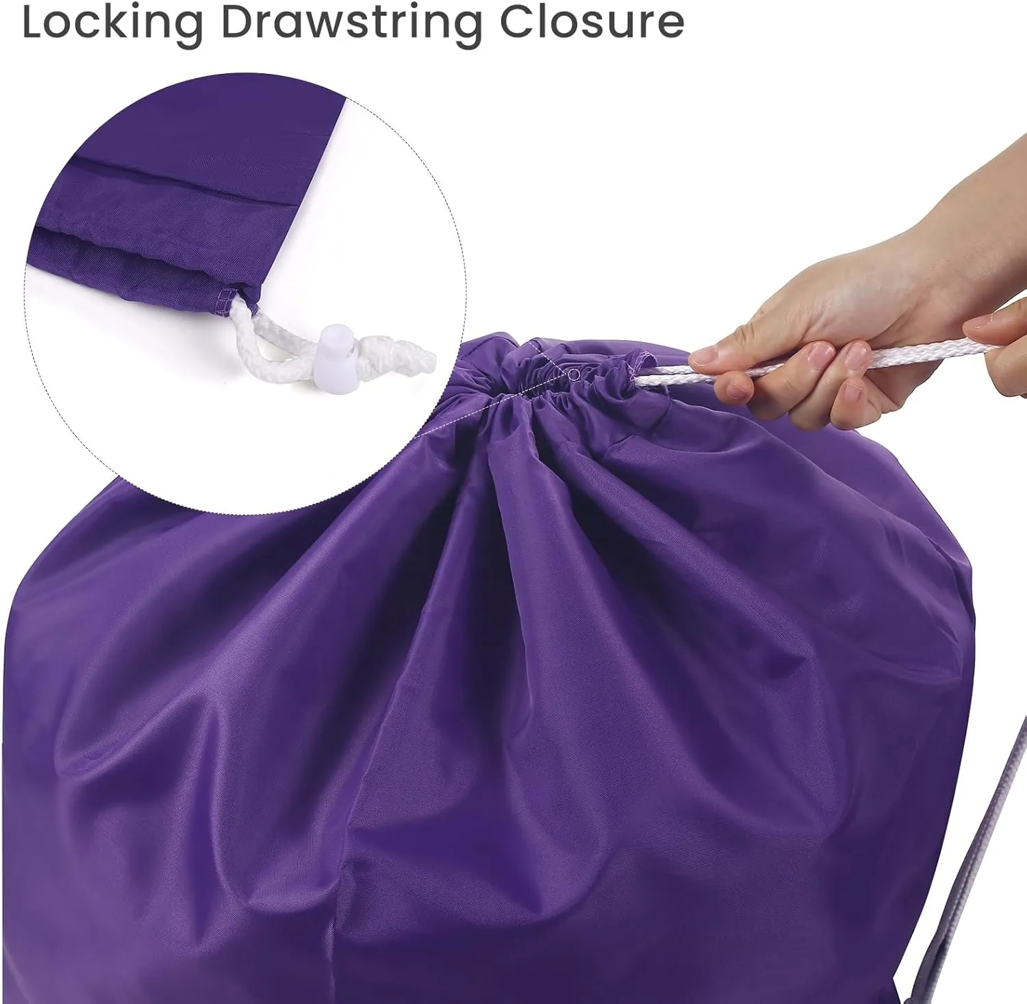 Miss Promation Travel Laundry Bag, Nylon Laundry Bag-Machine Washable Dirty Clothes Organizer with Drawstring，Easy Fit a Laundry Hamper or Basket 28" x 38" (Purple)