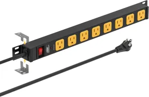 Mountable Long Power Strip, 2100 Joules Heavy Duty Surge Protector Power Strip, Slim Metal Power Bar with 6ft 14AWG Cord, 8-Outlet, ETL Listed, for Wall Mount, Under Desk, Garage, Workshop, and Office