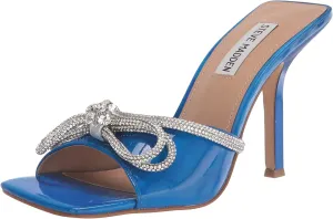 Mule Rhinestone Bow Embellish Cutting-edge Steve Open Squared Cross-border shipping Madden On Toe Slip Sandals Blue