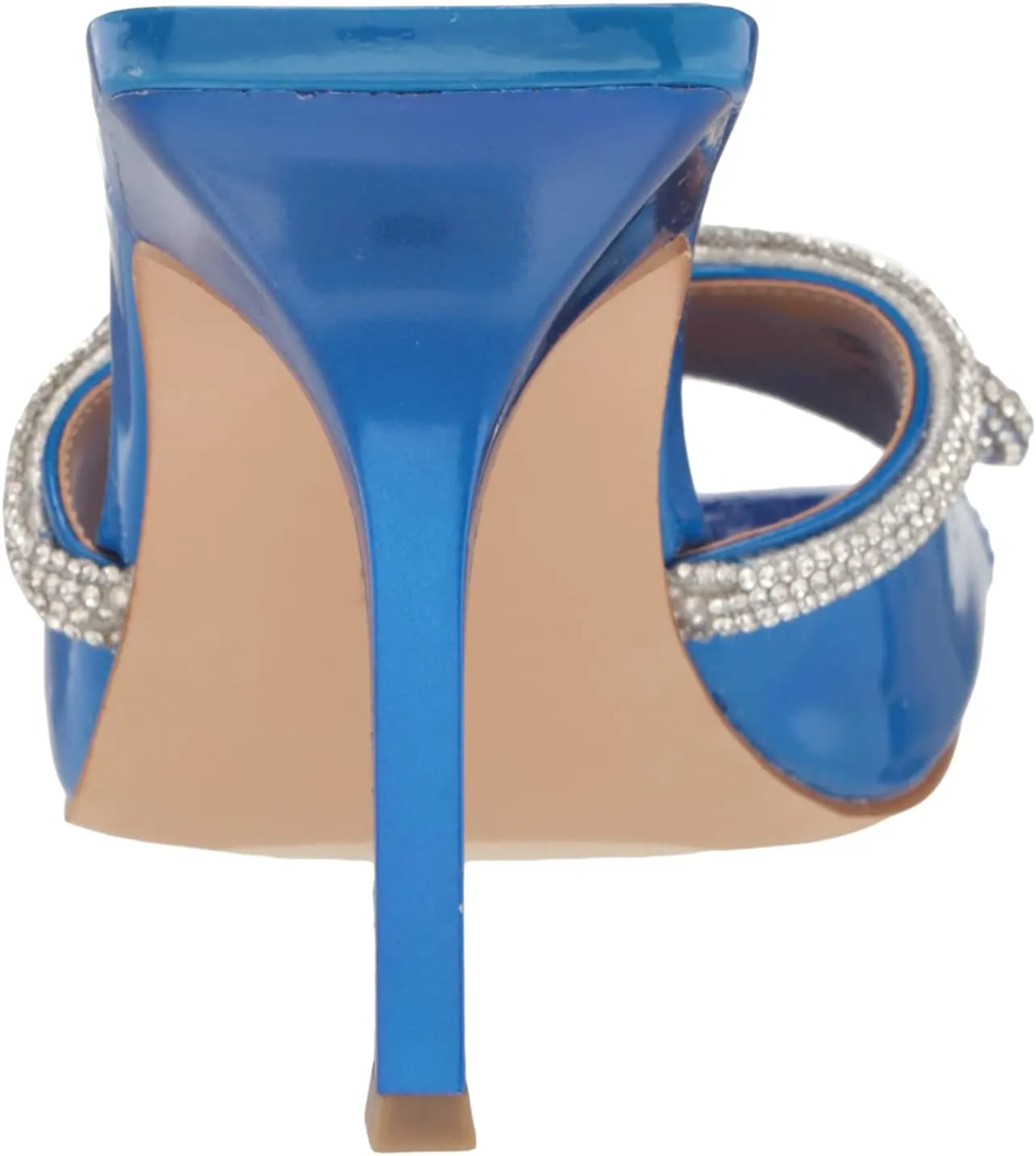 Mule Rhinestone Bow Embellish Cutting-edge Steve Open Squared Cross-border shipping Madden On Toe Slip Sandals Blue