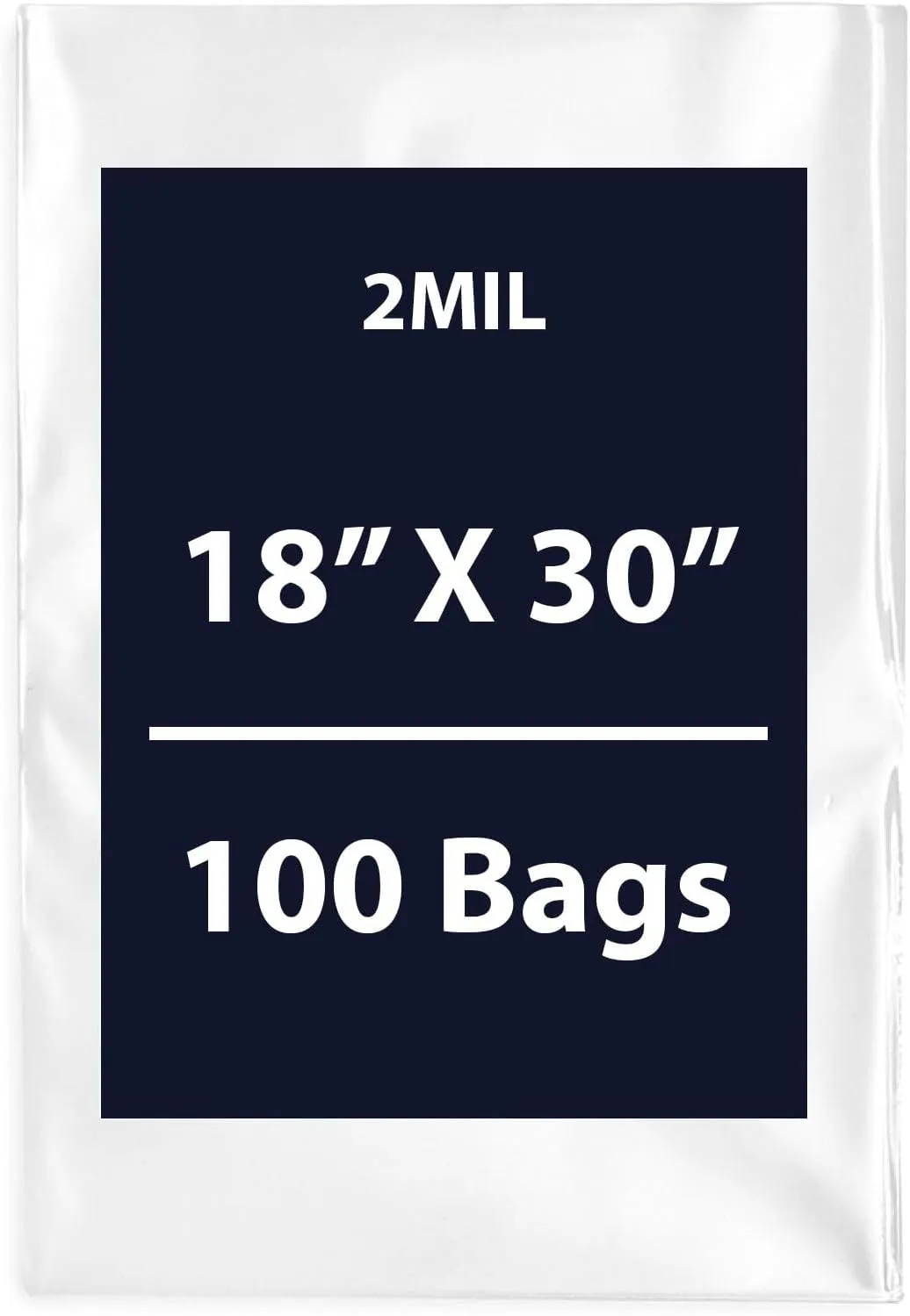Multiple Sizes Clear Flat Poly Bags, 2Mil 18" X 30" & 100 Bags | Low-Density Polyethylene (LDPE), Flat Open Top Plastic Packaging Packing | Flexible and Durable Plastic Bags