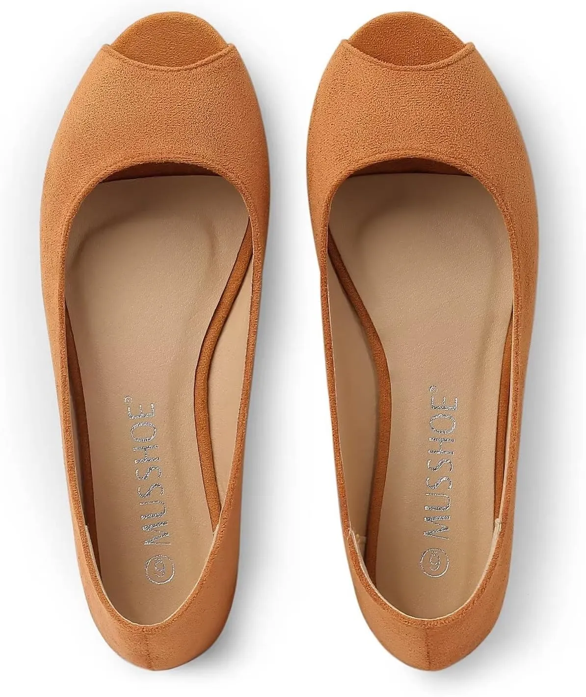 MUSSHOE Peep Toe Flat Shoes for Women