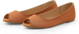 MUSSHOE Peep Toe Flat Shoes for Women