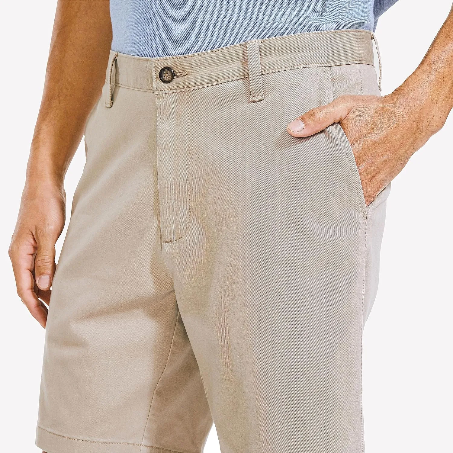 Nautica Men's Classic Fit Flat Front Stretch Solid Chino 8.5" Deck Shorts