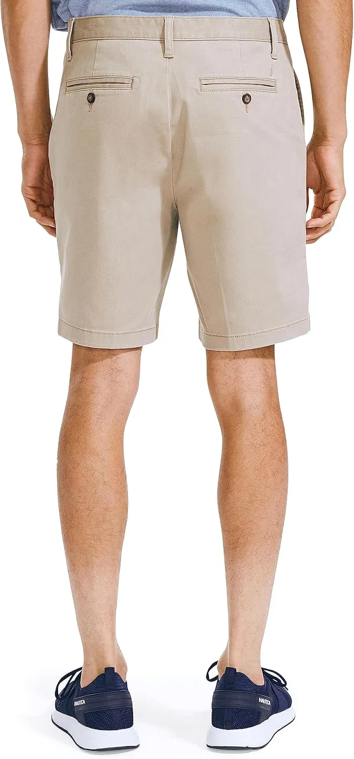 Nautica Men's Classic Fit Flat Front Stretch Solid Chino 8.5" Deck Shorts