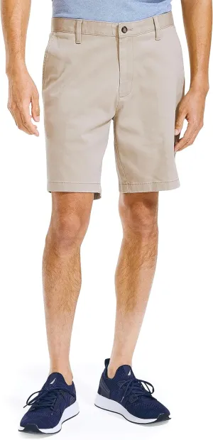 Nautica Men's Classic Fit Flat Front Stretch Solid Chino 8.5" Deck Shorts