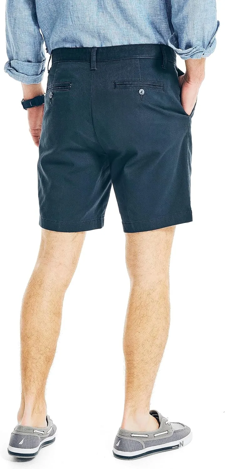 Nautica Men's Classic Fit Flat Front Stretch Solid Chino 8.5" Deck Shorts