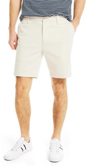 Nautica Men's Classic Fit Flat Front Stretch Solid Chino 8.5" Deck Shorts