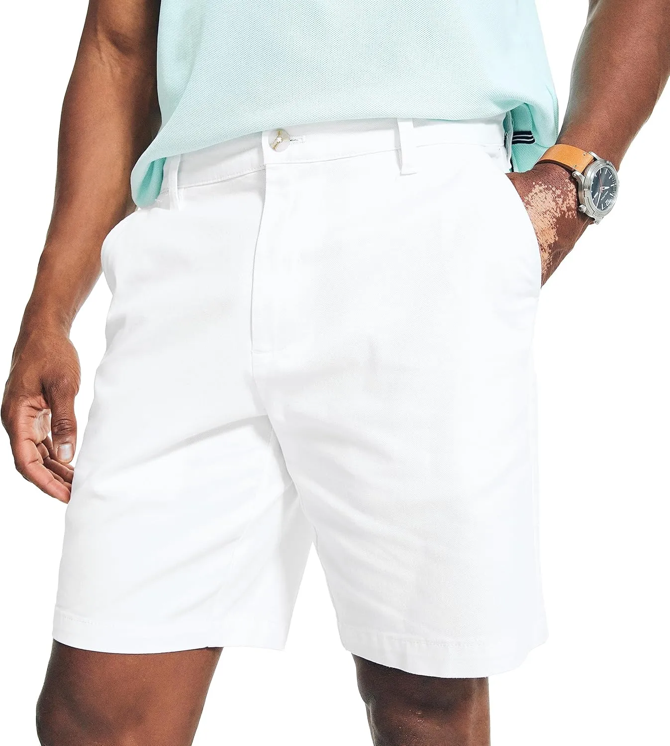 Nautica Men's Classic Fit Flat Front Stretch Solid Chino 8.5" Deck Shorts