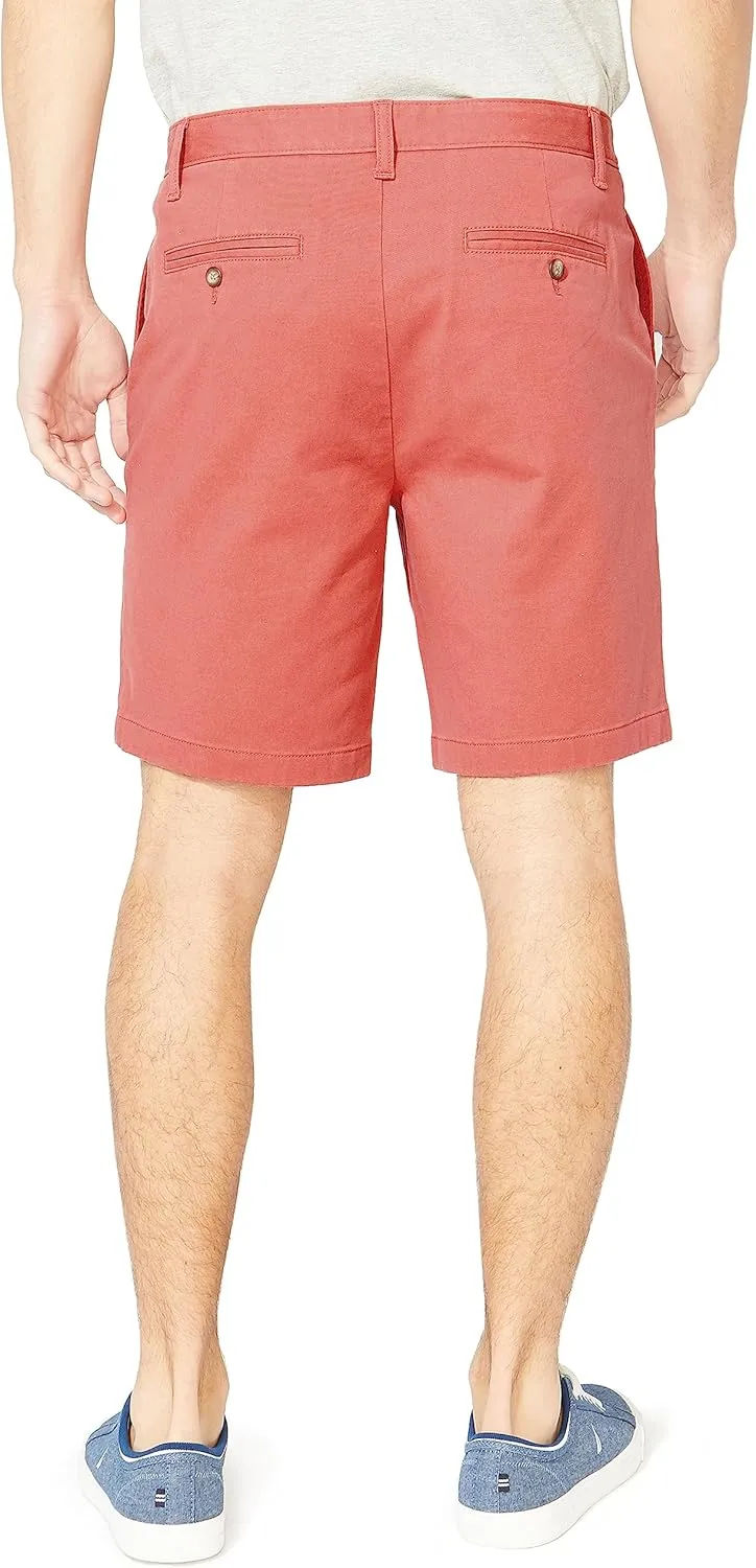 Nautica Men's Classic Fit Flat Front Stretch Solid Chino 8.5" Deck Shorts