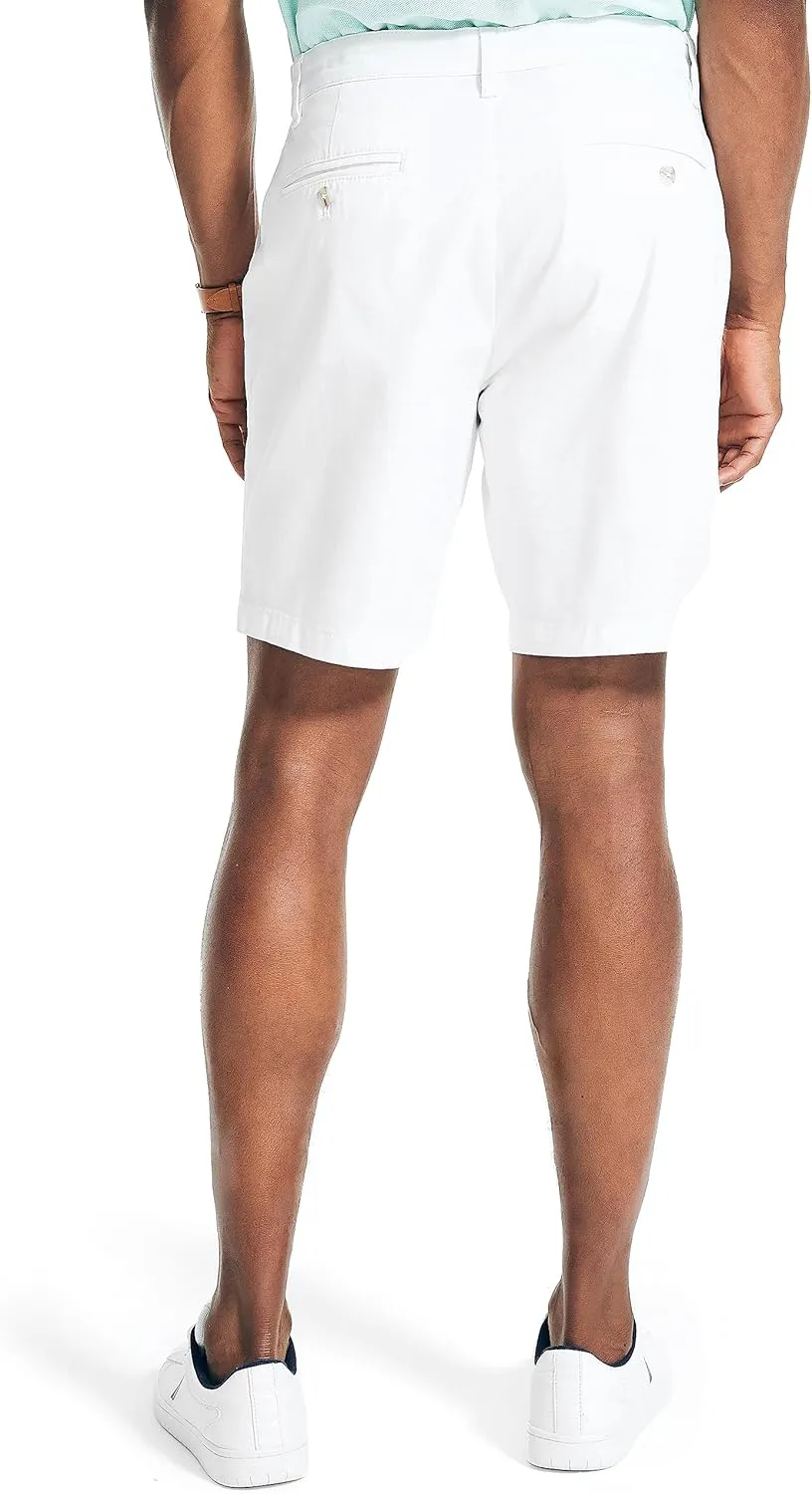 Nautica Men's Classic Fit Flat Front Stretch Solid Chino 8.5" Deck Shorts