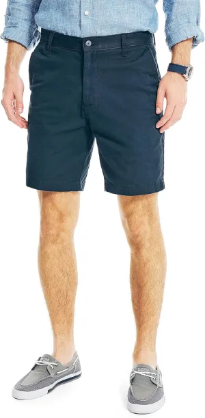 Nautica Men's Classic Fit Flat Front Stretch Solid Chino 8.5" Deck Shorts