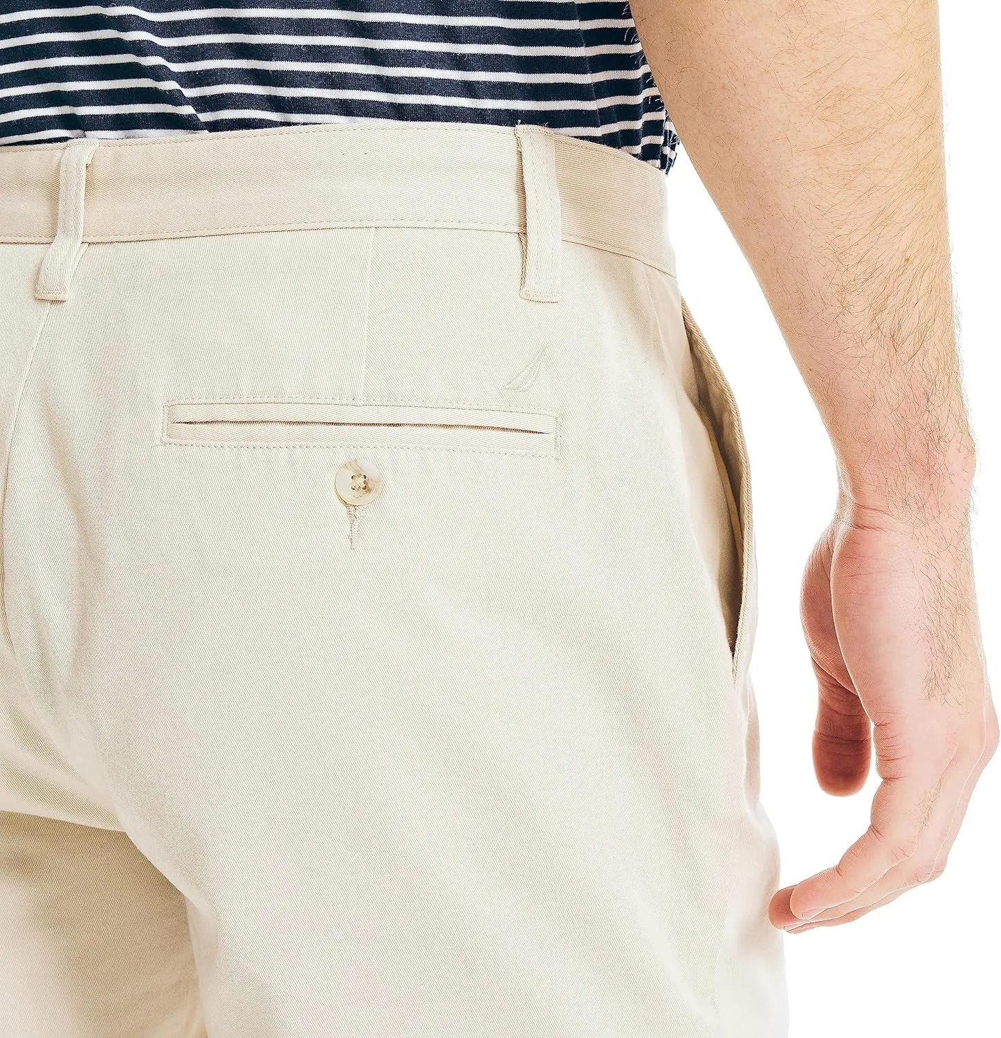 Nautica Men's Classic Fit Flat Front Stretch Solid Chino 8.5" Deck Shorts