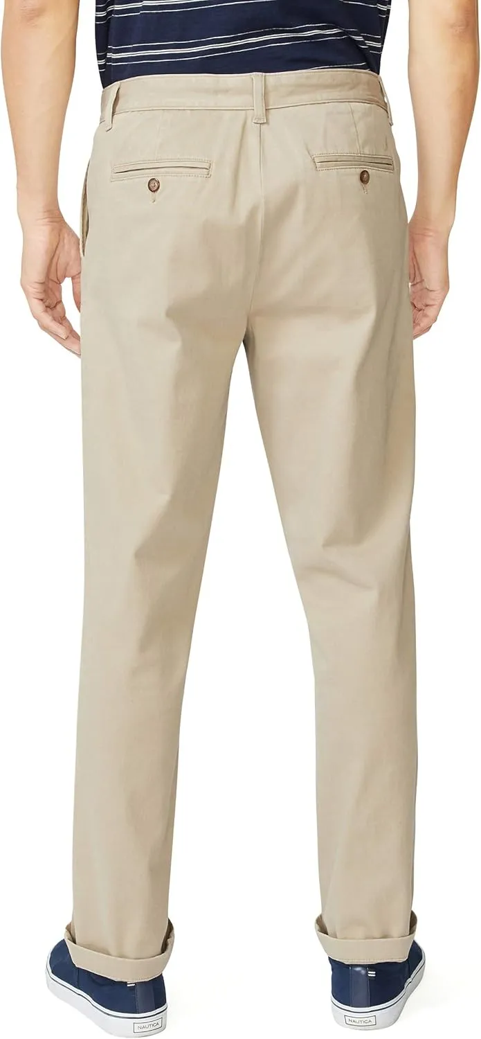 Nautica Men's Classic Fit Flat Front Stretch Solid Chino Deck Pant