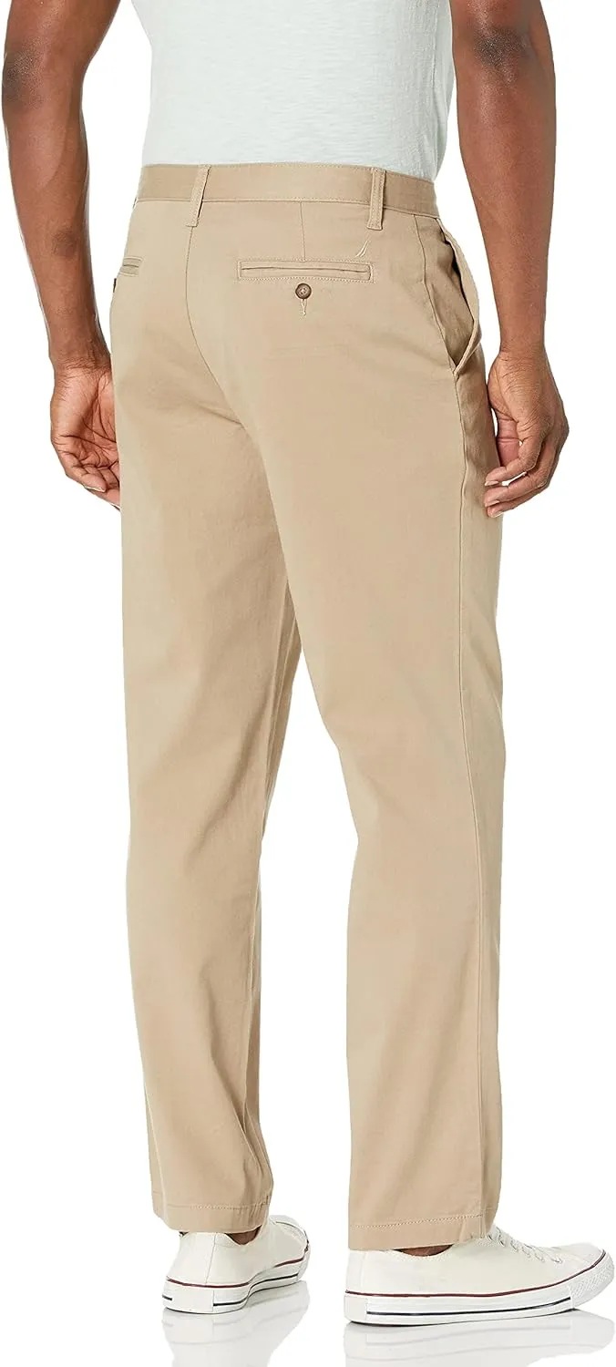 Nautica Men's Classic Fit Flat Front Stretch Solid Chino Deck Pant