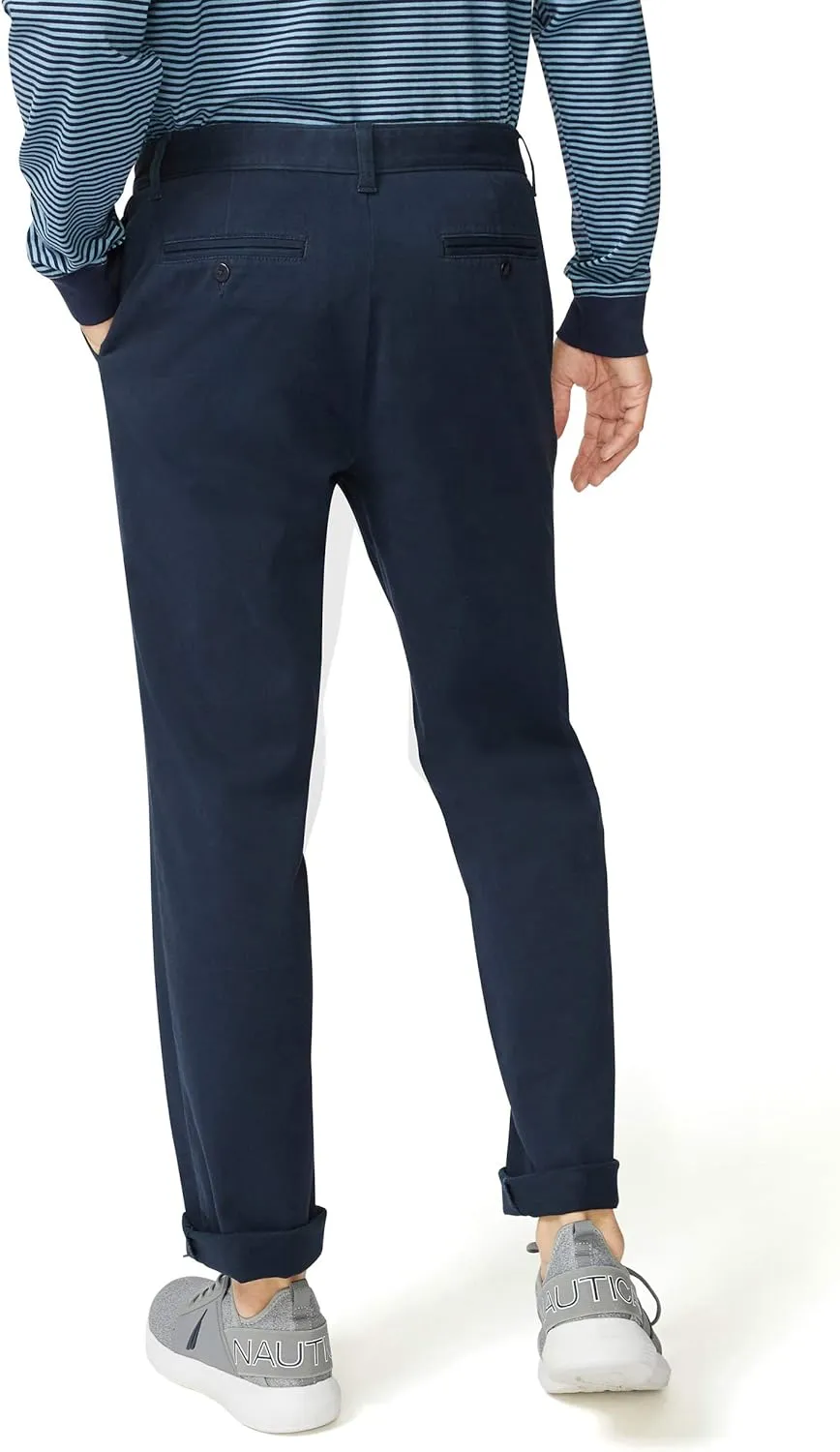 Nautica Men's Classic Fit Flat Front Stretch Solid Chino Deck Pant